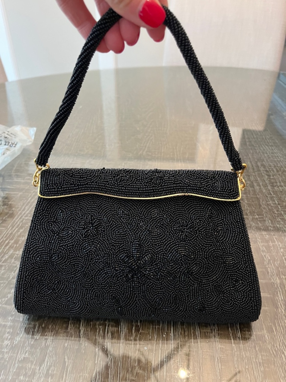 Elegant Bags by Joseph-  Black Beaded Top-Handle Bag